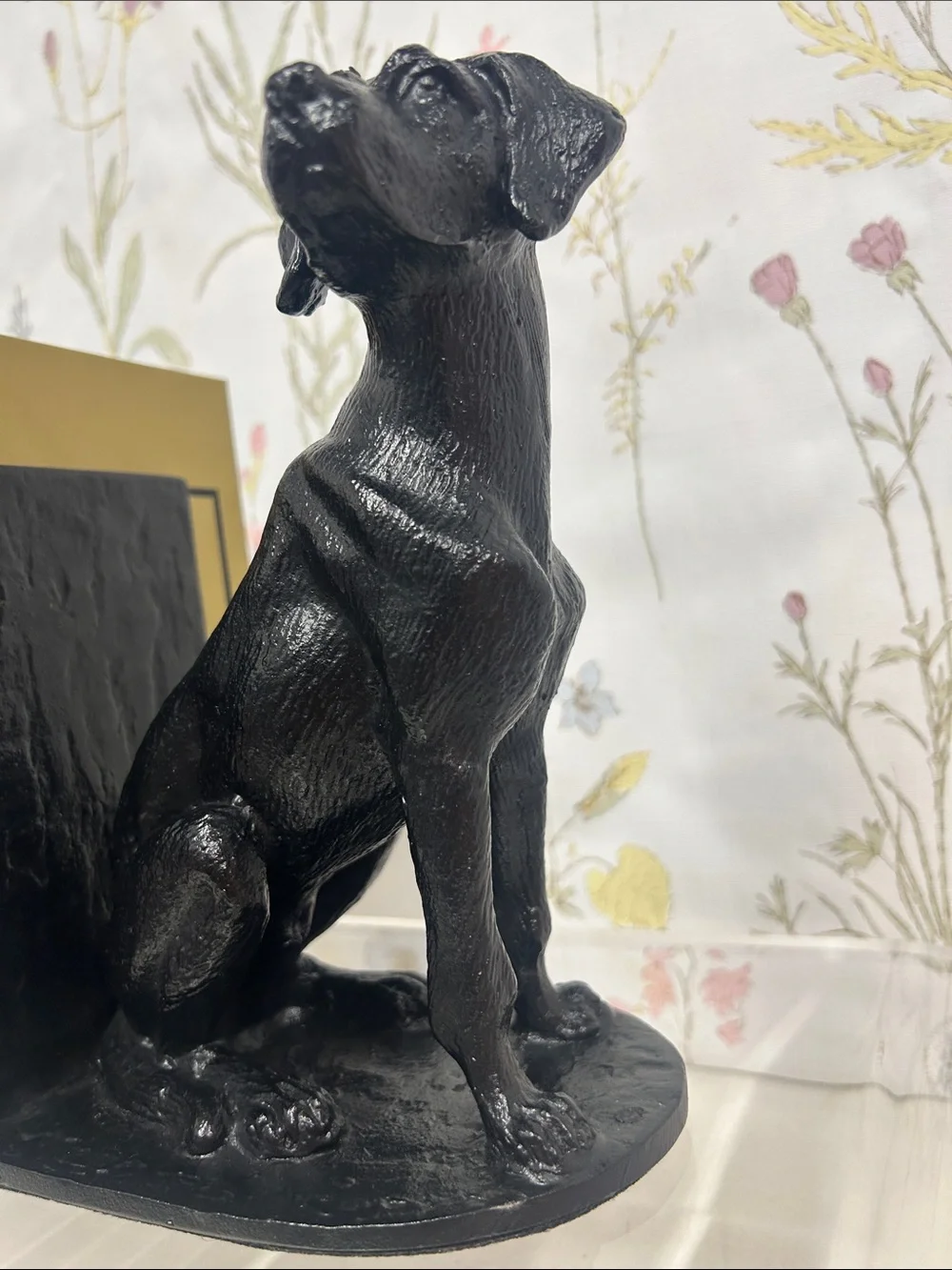 Pottery BarnVTG  Black Cast Iron Labrador Dog Bookend Pair